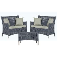 2 Sofás E Mesa Igapó Alumínio Marrom Corda Náutica E3 Trama Prata - 1