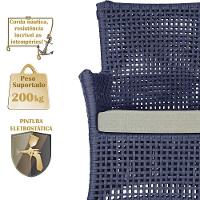 2 Sofás E Mesa Igapó Alumínio Marrom Corda Náutica E3 Trama Azul - 5