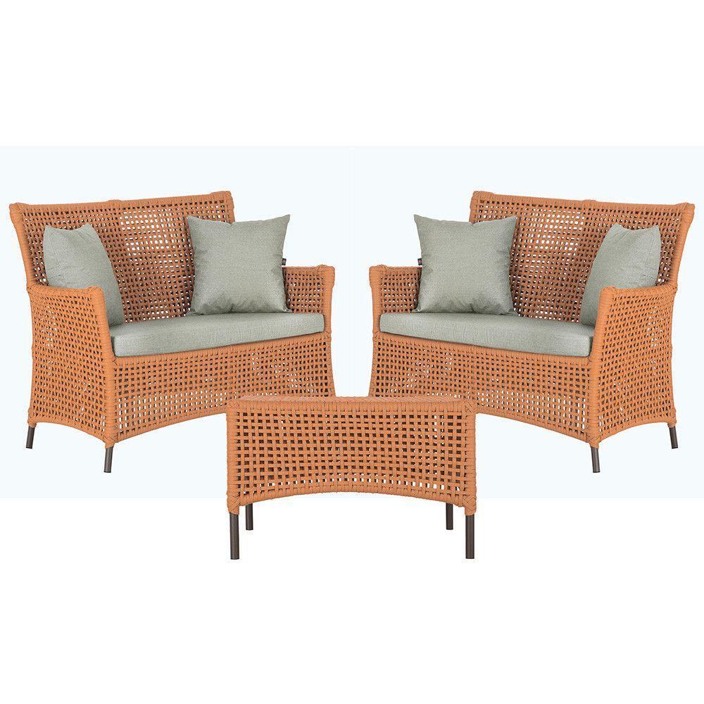 2 Sofás E Mesa Igapó Alumínio Marrom Corda Náutica E3 Trama Terra Cota - 1