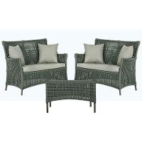 2 Sofás E Mesa Igapó Alumínio Marrom Corda Náutica E3 Trama Verde - 1