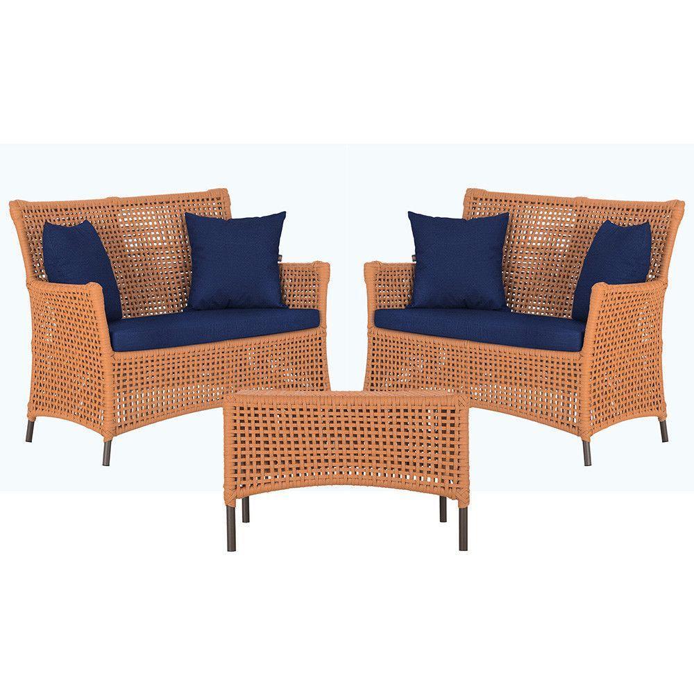 2 Sofás E Mesa Igapó Alumínio Marrom Corda Náutica E10 Trama Terra Cota - 1