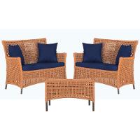 2 Sofás E Mesa Igapó Alumínio Marrom Corda Náutica E10 Trama Terra Cota - 1