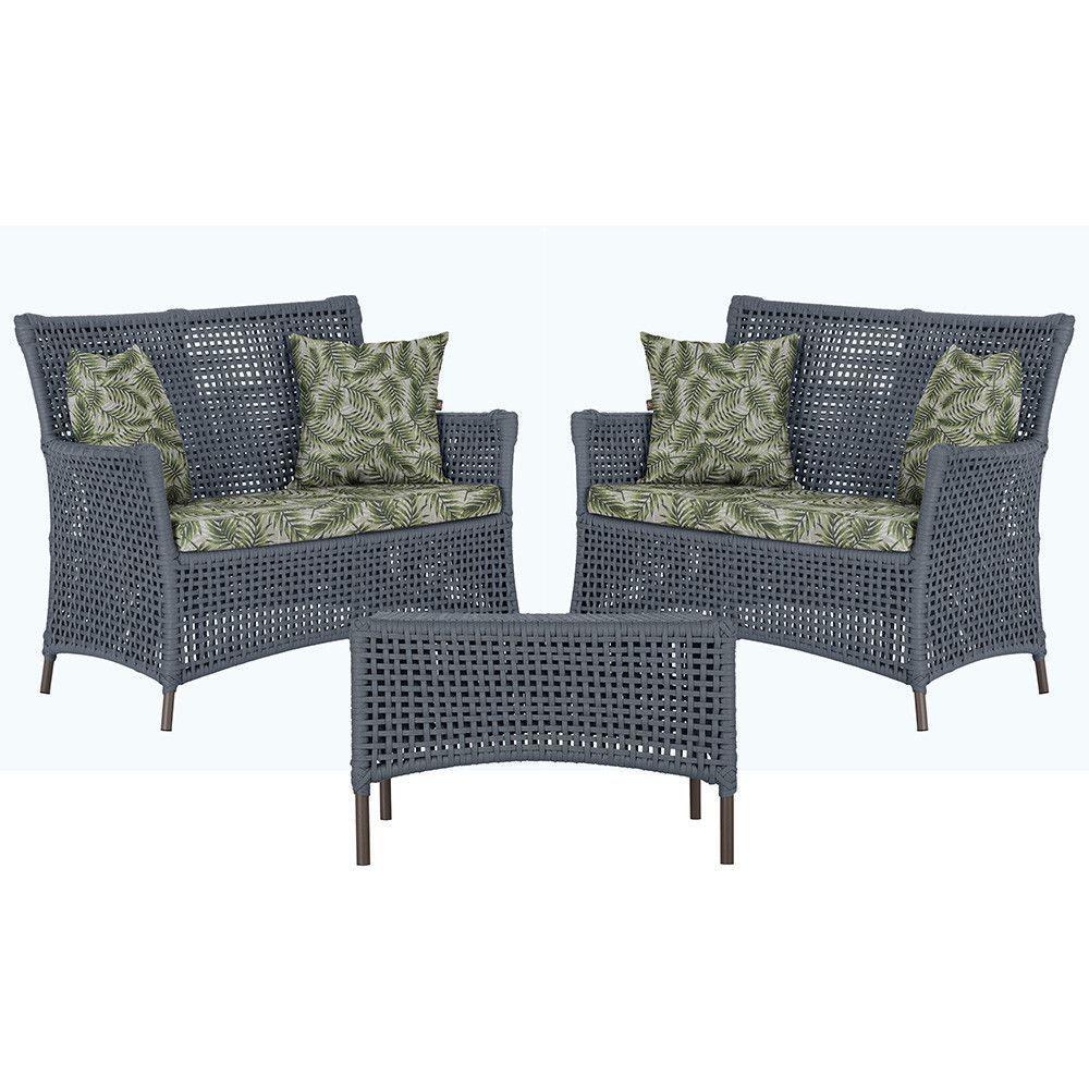 2 Sofás E Mesa Igapó Alumínio Marrom Corda Náutica E5 Trama Prata - 1