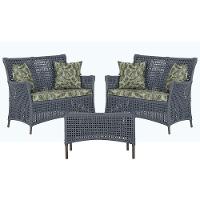 2 Sofás E Mesa Igapó Alumínio Marrom Corda Náutica E5 Trama Prata - 1