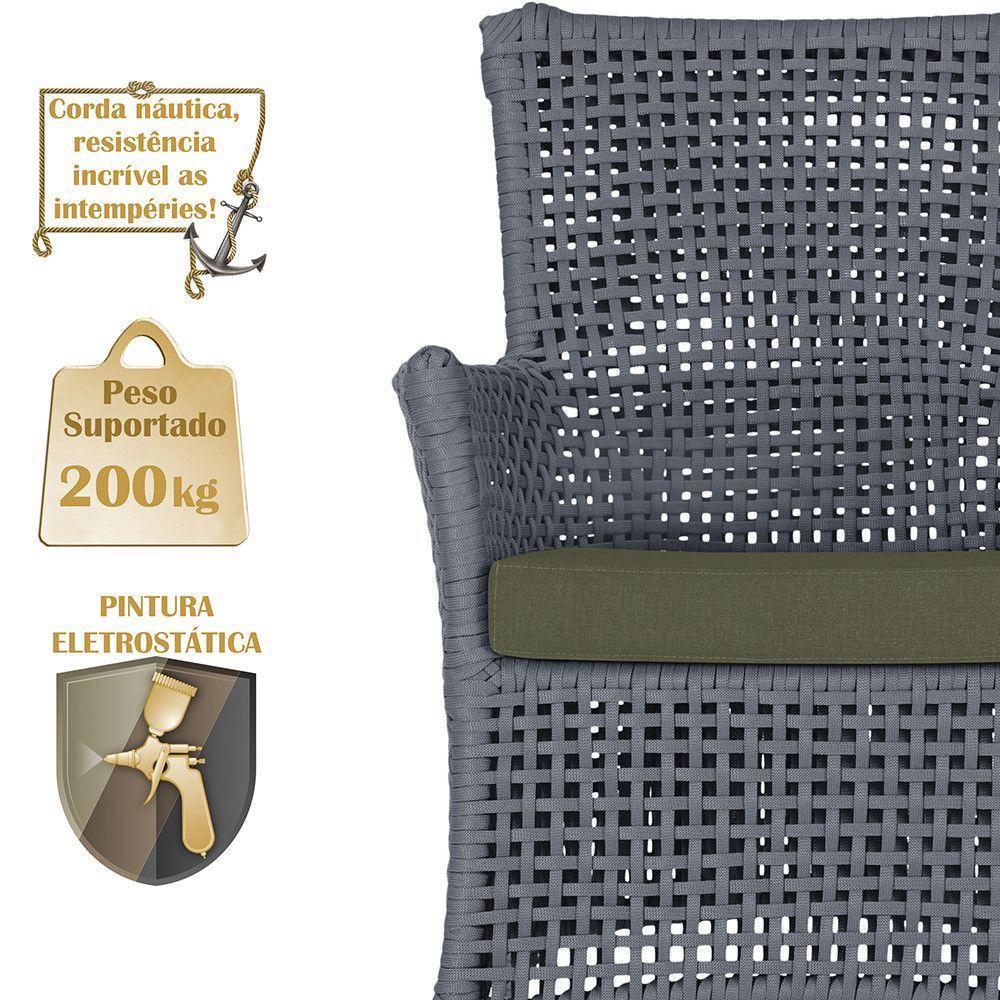 2 Sofás E Mesa Igapó Alumínio Fendi Corda Náutica E13 Trama Prata - 4