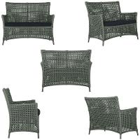 2 Sofás E Mesa Igapó Alumínio Marrom Corda Náutica E12 Trama Verde - 2