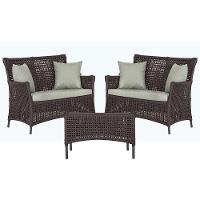 2 Sofás E Mesa Igapó Alumínio Preta Corda Náutica E3 Trama Marrom - 1