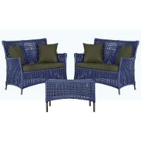 2 Sofás E Mesa Igapó Alumínio Marrom Corda Náutica E13 Trama Azul - 1