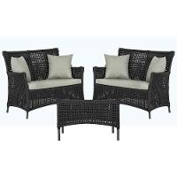 2 Sofás E Mesa Igapó Alumínio Preta Corda Náutica E3 Trama Preto - 1