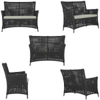 2 Sofás E Mesa Igapó Alumínio Preta Corda Náutica E3 Trama Preto - 3