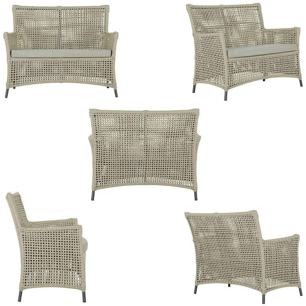 2 Sofás E Mesa Igapó Alumínio Preta Corda Náutica E3 Trama Rami - 2