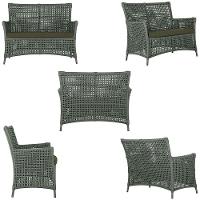 2 Sofás E Mesa Igapó Alumínio Marrom Corda Náutica E13 Trama Verde - 2