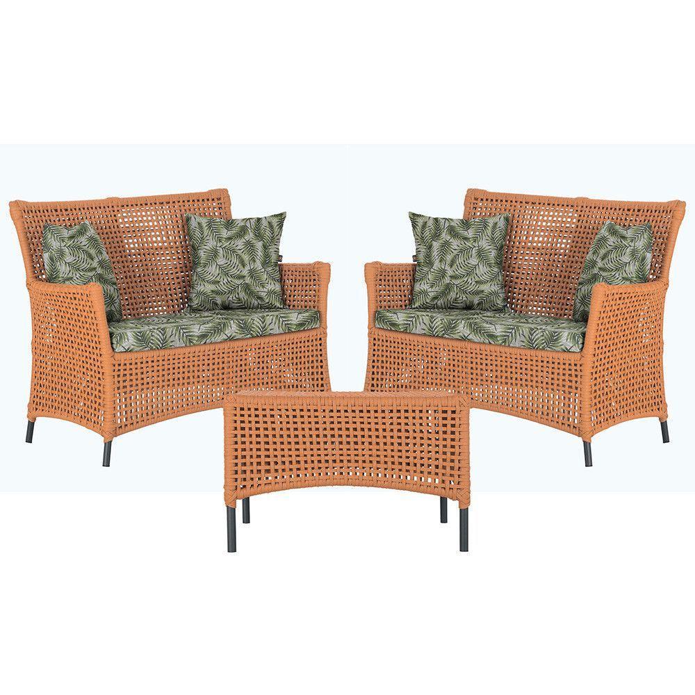 2 Sofás E Mesa Igapó Alumínio Preta Corda Náutica E5 Trama Terra Cota - 1