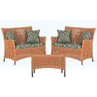 2 Sofás E Mesa Igapó Alumínio Preta Corda Náutica E5 Trama Terra Cota - 1