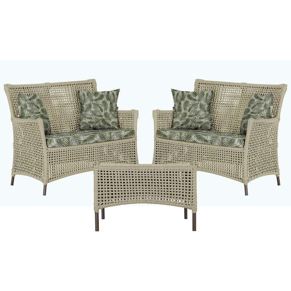 2 Sofás E Mesa Igapó Alumínio Marrom Corda Náutica E5 Trama Rami - 1