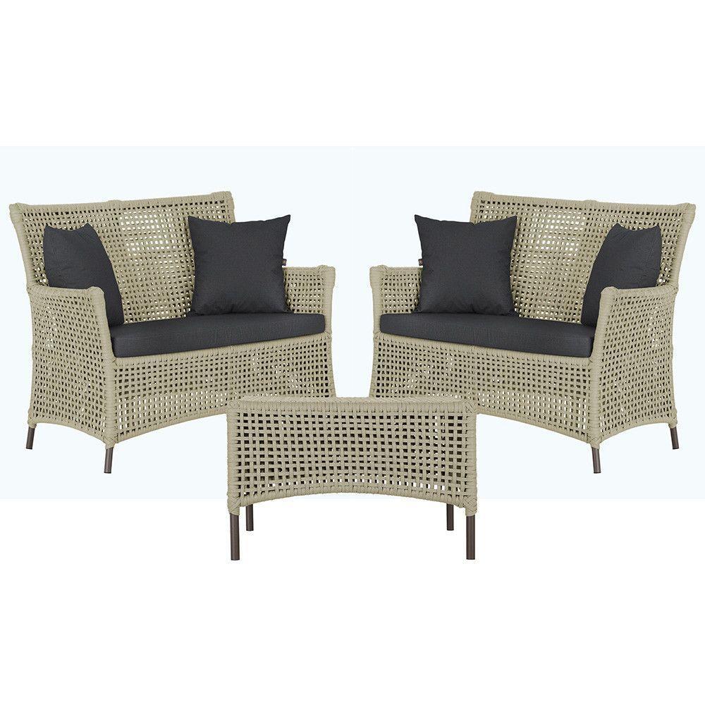 2 Sofás E Mesa Igapó Alumínio Marrom Corda Náutica E11 Trama Rami - 1