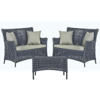 2 Sofás E Mesa Igapó Alumínio Preta Corda Náutica E3 Trama Prata - 1