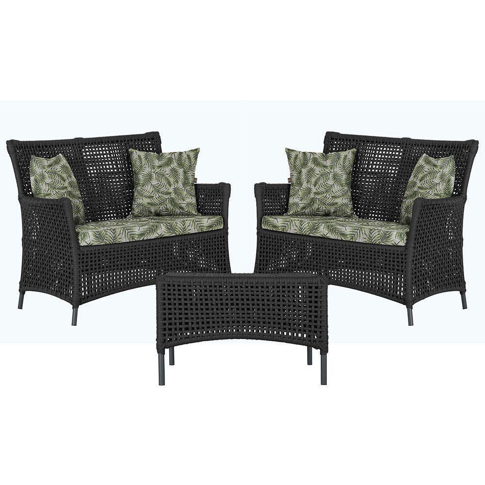 2 Sofás E Mesa Igapó Alumínio Preta Corda Náutica E5 Trama Preto - 5