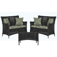 2 Sofás E Mesa Igapó Alumínio Preta Corda Náutica E5 Trama Preto - 1