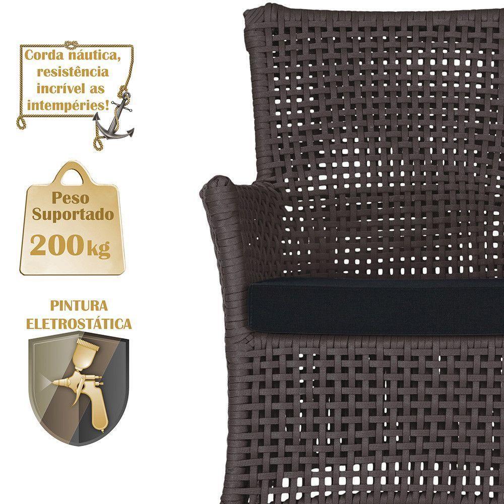 2 Sofás E Mesa Igapó Alumínio Marrom Corda Náutica E12 Trama Marrom - 5