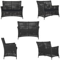 2 Sofás E Mesa Igapó Alumínio Marrom Corda Náutica E12 Trama Preto - 2