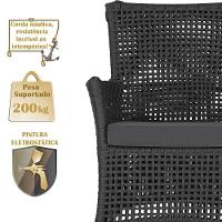 2 Sofás E Mesa Igapó Alumínio Marrom Corda Náutica E11 Trama Preto - 6