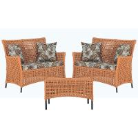 2 Sofás E Mesa Igapó Alumínio Preta Corda Náutica E6 Trama Terra Cota - 1