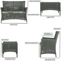 2 Sofás E Mesa Igapó Alumínio Preta Corda Náutica E6 Trama Verde - 7