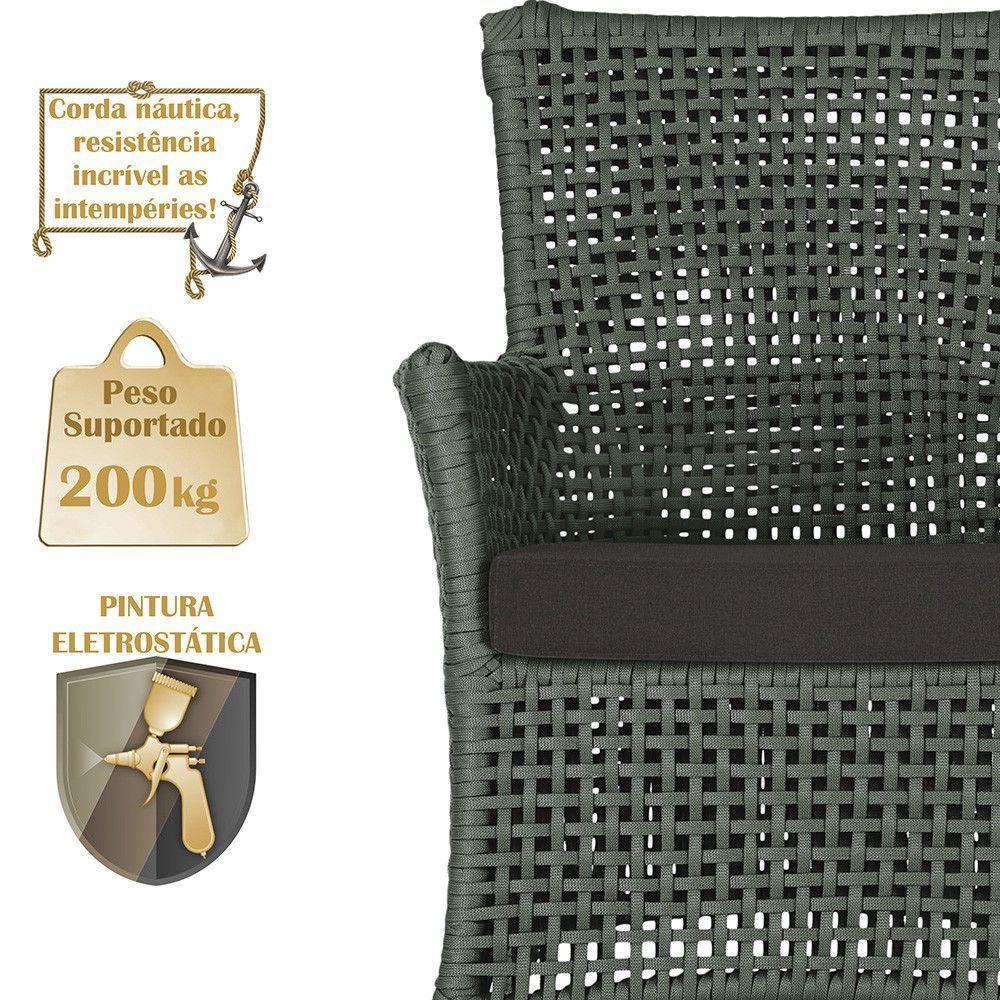 2 Sofás E Mesa Igapó Alumínio Marrom Corda Náutica E9 Trama Verde - 2