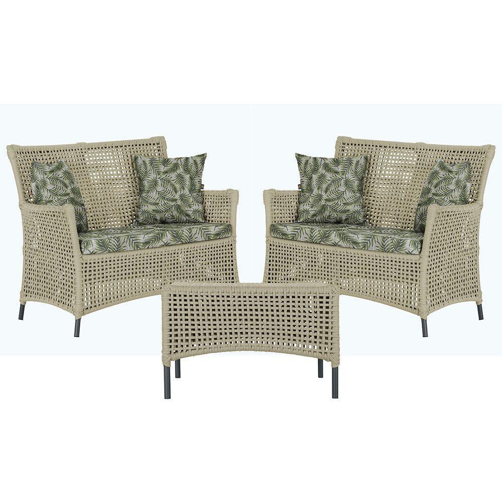 2 Sofás E Mesa Igapó Alumínio Preta Corda Náutica E5 Trama Rami - 1