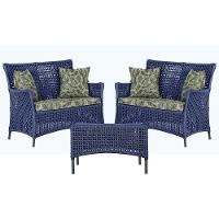 2 Sofás E Mesa Igapó Alumínio Preta Corda Náutica E5 Trama Azul - 1