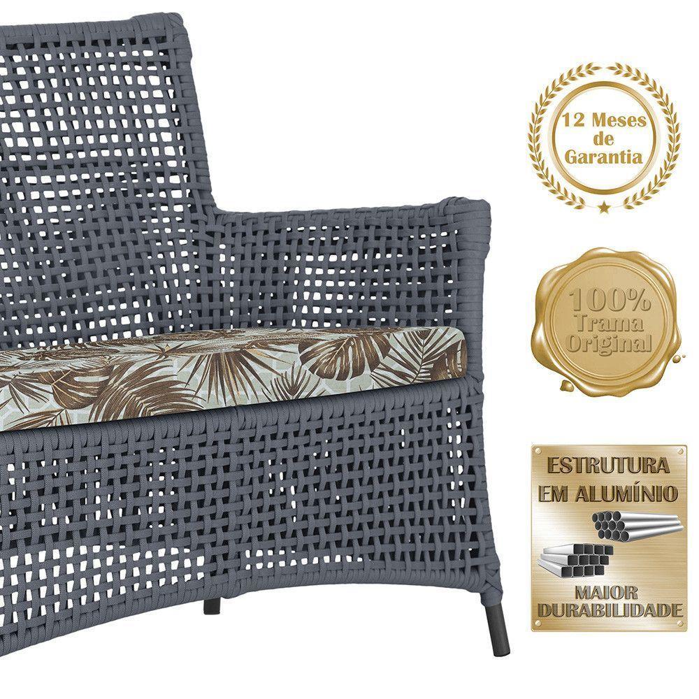 2 Sofás E Mesa Igapó Alumínio Preta Corda Náutica E6 Trama Prata - 5
