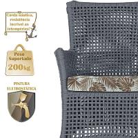 2 Sofás E Mesa Igapó Alumínio Preta Corda Náutica E6 Trama Prata