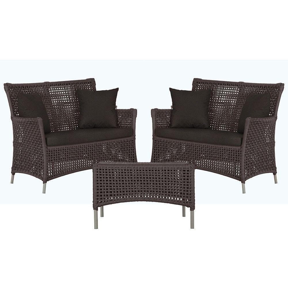 2 Sofás E Mesa Igapó Alumínio Fendi Corda Náutica E9 Trama Marrom - 1