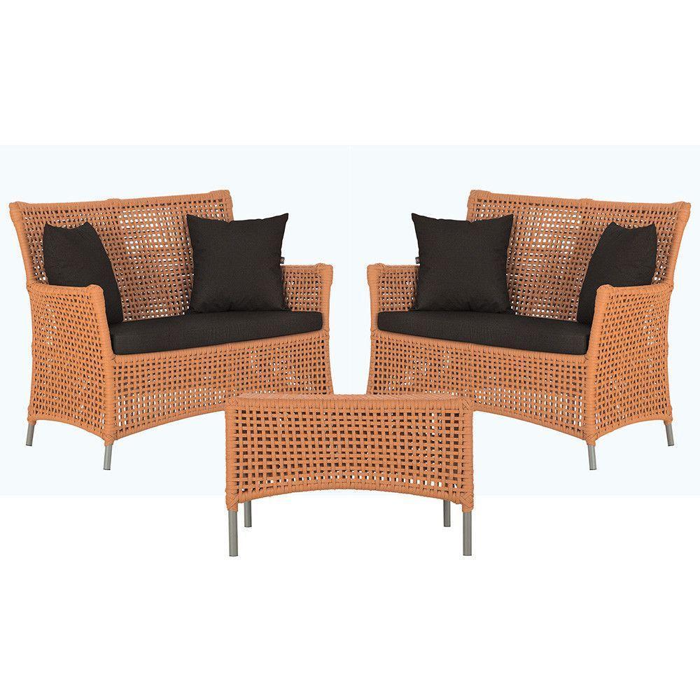 2 Sofás E Mesa Igapó Alumínio Fendi Corda Náutica E9 Trama Terra Cota - 1