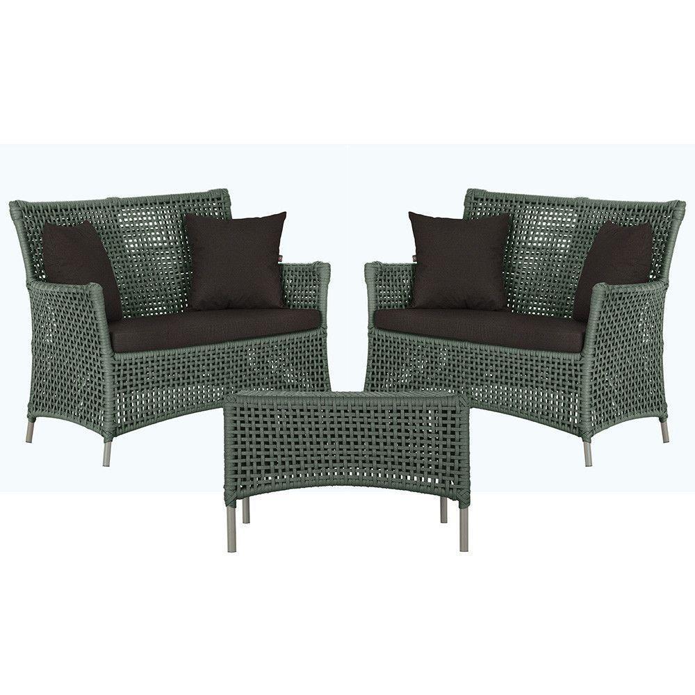 2 Sofás E Mesa Igapó Alumínio Fendi Corda Náutica E9 Trama Verde - 1