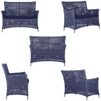 2 Sofás E Mesa Igapó Alumínio Fendi Corda Náutica E10 Trama Azul - 2