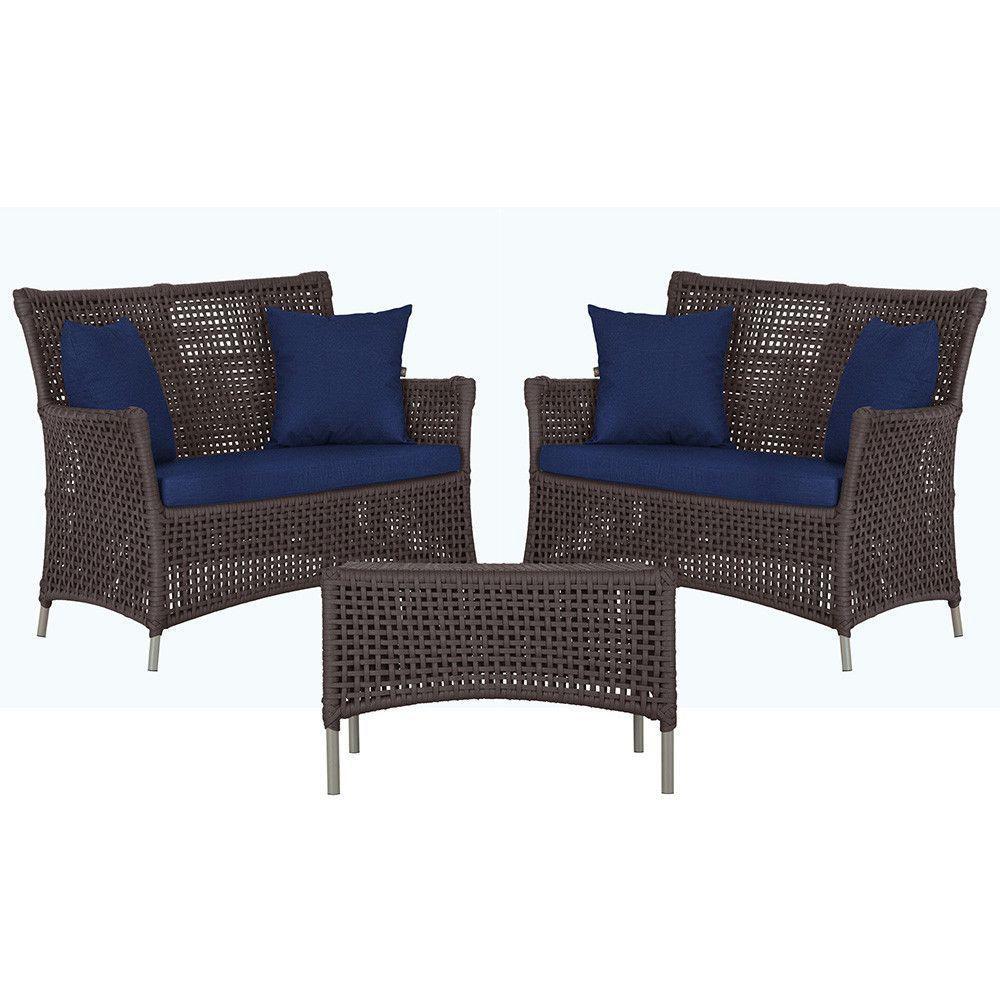 2 Sofás E Mesa Igapó Alumínio Fendi Corda Náutica E10 Trama Marrom - 1