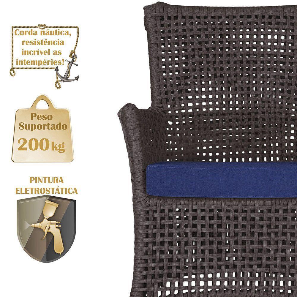 2 Sofás E Mesa Igapó Alumínio Fendi Corda Náutica E10 Trama Marrom - 4