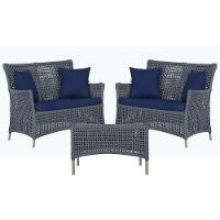 2 Sofás E Mesa Igapó Alumínio Fendi Corda Náutica E10 Trama Prata - 1