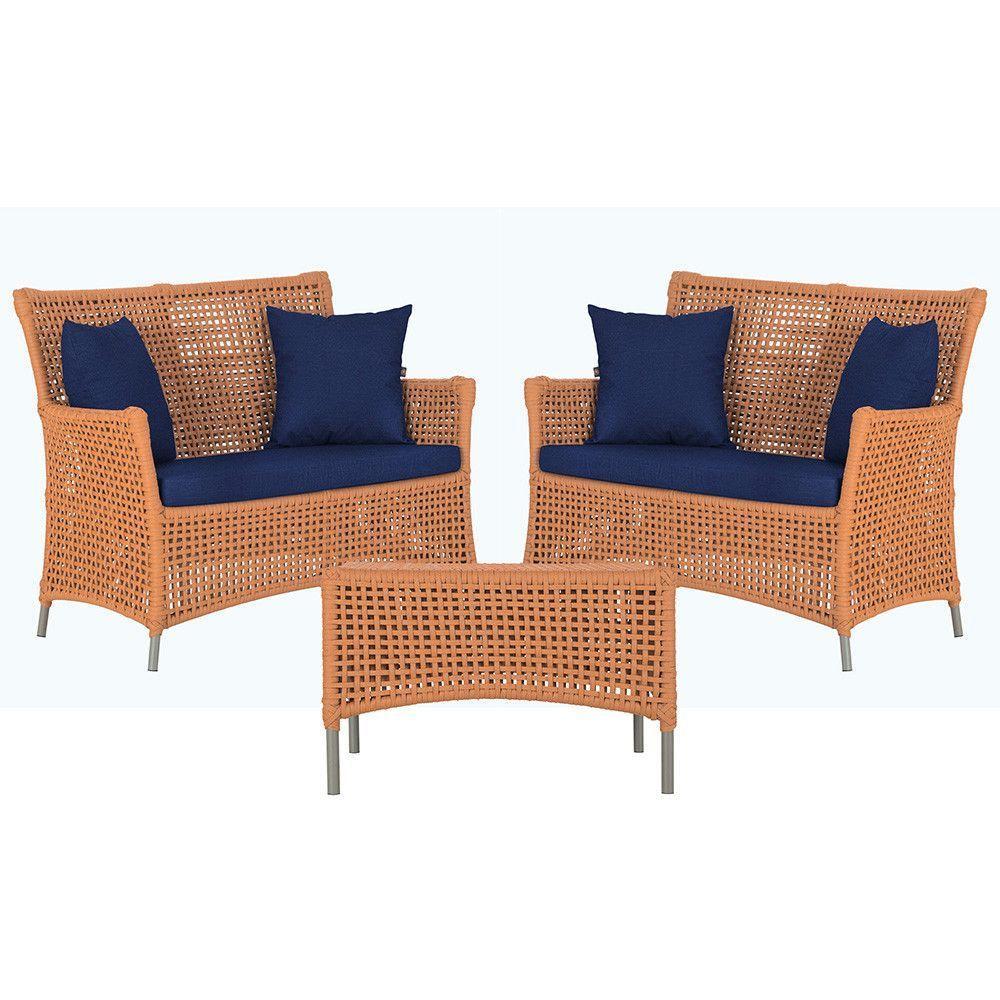 2 Sofás E Mesa Igapó Alumínio Fendi Corda Náutica E10 Trama Terra Cota - 7