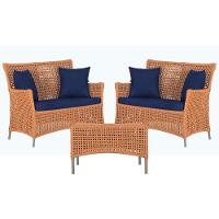 2 Sofás E Mesa Igapó Alumínio Fendi Corda Náutica E10 Trama Terra Cota - 7