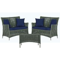 2 Sofás E Mesa Igapó Alumínio Fendi Corda Náutica E10 Trama Verde - 1