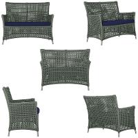 2 Sofás E Mesa Igapó Alumínio Fendi Corda Náutica E10 Trama Verde - 2