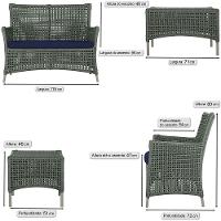 2 Sofás E Mesa Igapó Alumínio Fendi Corda Náutica E10 Trama Verde - 6