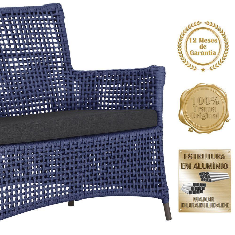 2 Sofás E Mesa Igapó Alumínio Marrom Corda Náutica E11 Trama Azul - 5