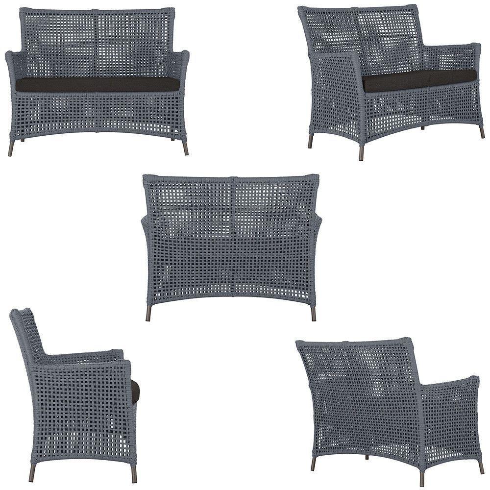 2 Sofás E Mesa Igapó Alumínio Marrom Corda Náutica E9 Trama Prata - 3