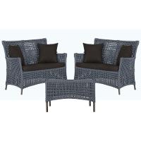 2 Sofás E Mesa Igapó Alumínio Marrom Corda Náutica E9 Trama Prata - 1