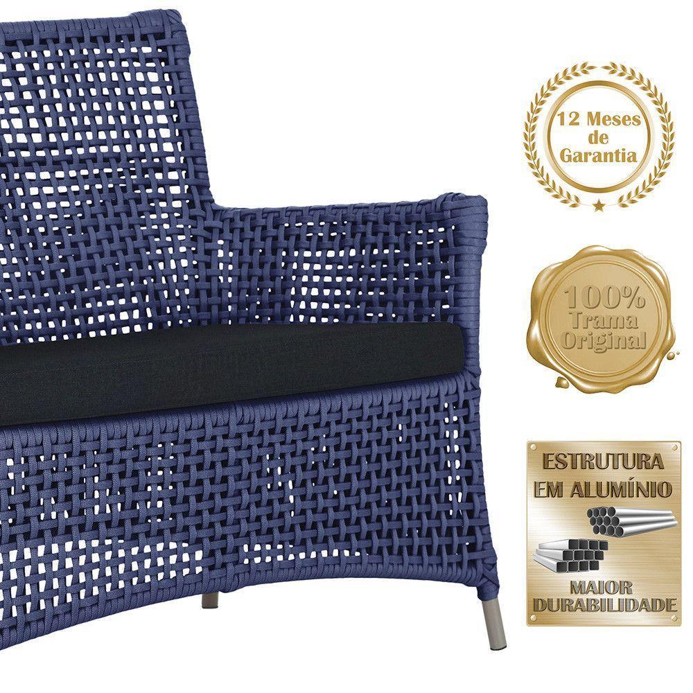 2 Sofás E Mesa Igapó Alumínio Fendi Corda Náutica E12 Trama Azul - 5
