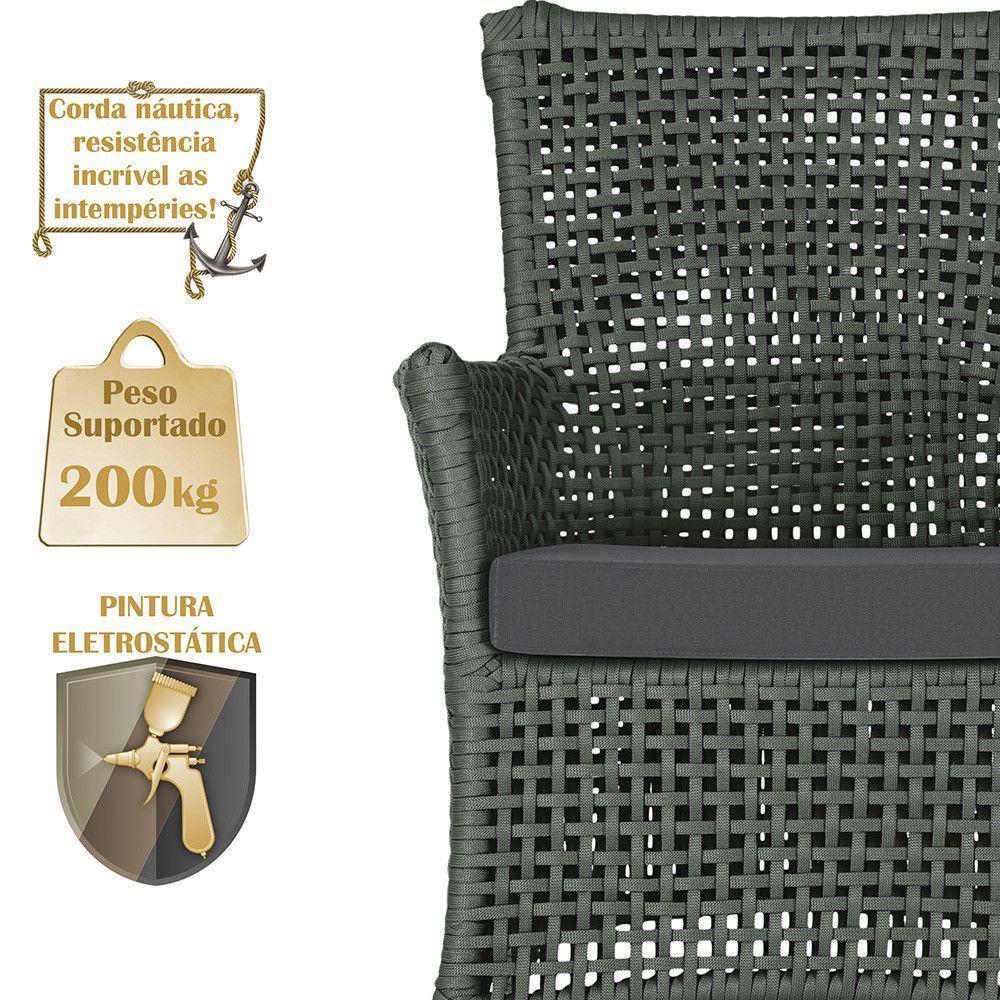 2 Sofás E Mesa Igapó Alumínio Fendi Corda Náutica E11 Trama Verde - 3